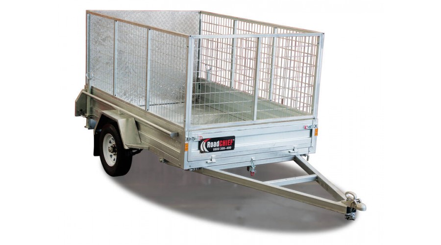 Trailer 8x5 Caged Single Axle Rear Loading Ramp with 900mmH Cage hello